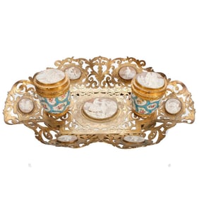 Continental Gilt-Bronze and Cameo Inkstand