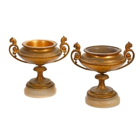 Pair of Napoleon III Gilt-Bronze Urns