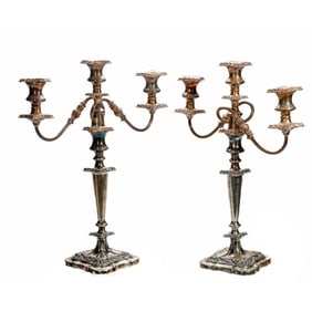 Victorian Style Pair Sheffield Plate Candelabra