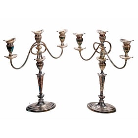 Regency Style Pair Silverplate Candelabra