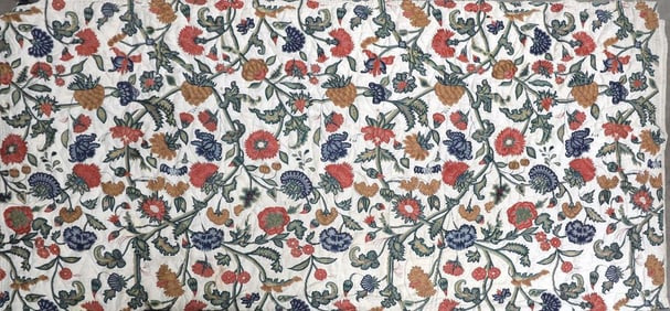 Vintage Jacobean Style Embroidered Bedspread