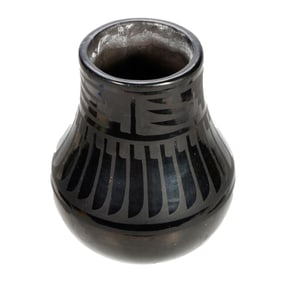 San Ildefonso Blue Corn Black Ware Pottery Vase