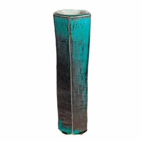 Contemporary Blue-Glazed Stoneware Vase