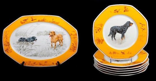 Hermes Porcelain Hunting Dog Dessert Service