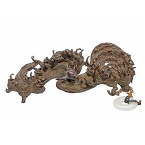 Japanese Wave Form Bronze Brush Stand