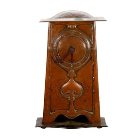 English Art Nouveau Copper Mantel Clock