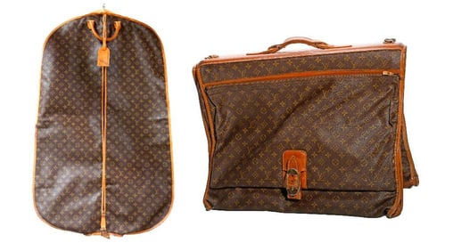 Two Vintage Louis Vuitton Logo Garment Bags