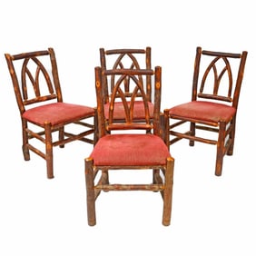 Adirondack Style Hickory Dining Chairs, Set of Four