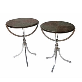 Pair Hollywood Regency Style Tripod Tables