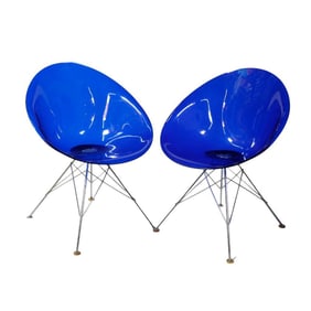 Pair of Philippe Stark Blue Eros Chairs