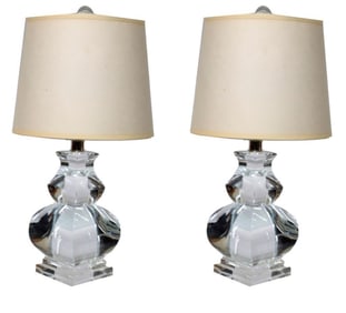 Pair Modern Lucite Lamps