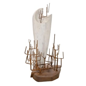 Post-Modern Marble and Metal Sculpture