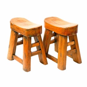 Pair Chinese Primitive Hardwood Benches