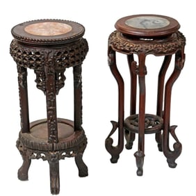 Two Chinese Hardwood Urn Stands