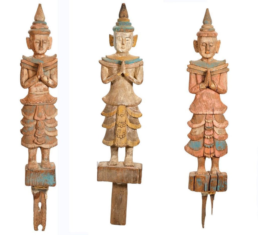 Three Thai Teppanom Wood Figures (1 of 5)