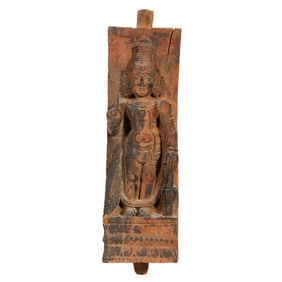 Indian Carved Wood Deity Panel