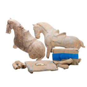 Two Chinese Tang Style Pottery Figures of Horses