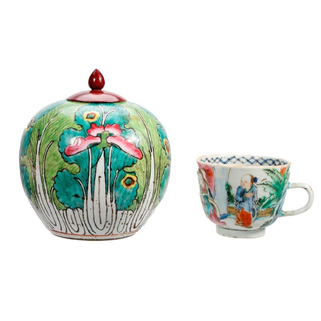 Two Qing Famille Rose or Verte Porcelains (1 of 3)