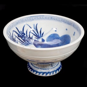 Japanese Arita Porcelain Pedestal Bowl