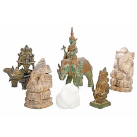 Five Indian Sculptures of Ganesh or Indra