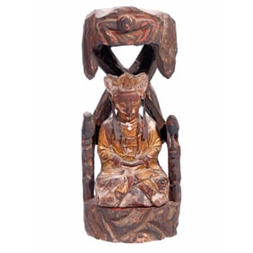 Chinese Giltwood Figure of Bodhisattva With Throne