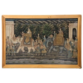 Indian Pasha Painting of Elephant Procession