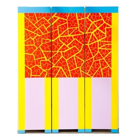 Post-Modern Lacquered Wood Panel Screen