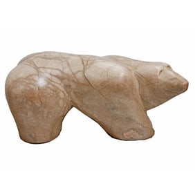 Marble Polar Bear Sculpture