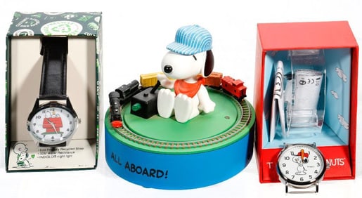 Two Peanuts Timex Watches, and A Music Box