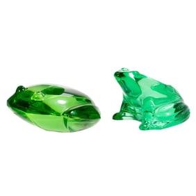 Three Art Glass Figures of Frogs