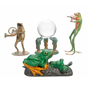 Collection of Cast-Metal Decorative Frog Objects