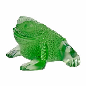 Lalique Crystal Green "Gregoire" Toad Sculpture