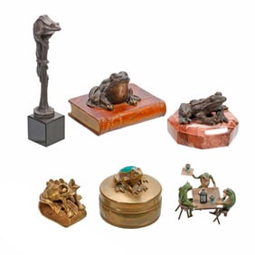 Collection of Six Decorative Frog Objects