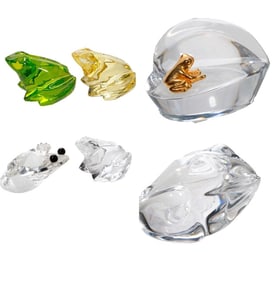 Collection of Six Glass Frog Miniatures