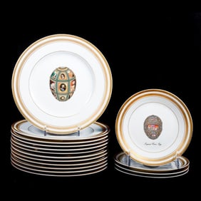 Set of Faberge Imperial Egg Limoges China