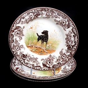 Three Spode Hunting Dogs Woodland Plates