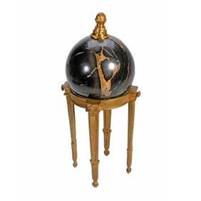 A Neoclassical Style Marble Sphere on Gilt Bronze Stand
