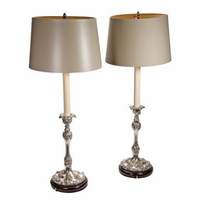 Pair Barbara Cosgrove Pewter Lamps