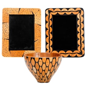 R & Y Augousti Wood Bowl and Two Frames