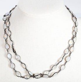 A moonstone and silver longchain