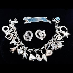A group of sterling silver jewelry
