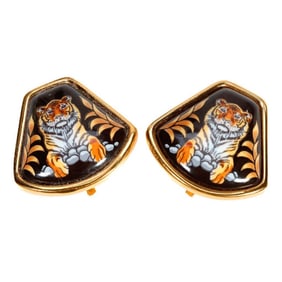 Hermes, A pair of enamel clip earrings