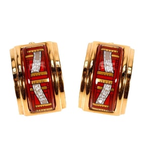 Hermes, A pair of enamel clip earrings