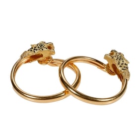 A pair of enamel, and 18k gold hoop earrings, French