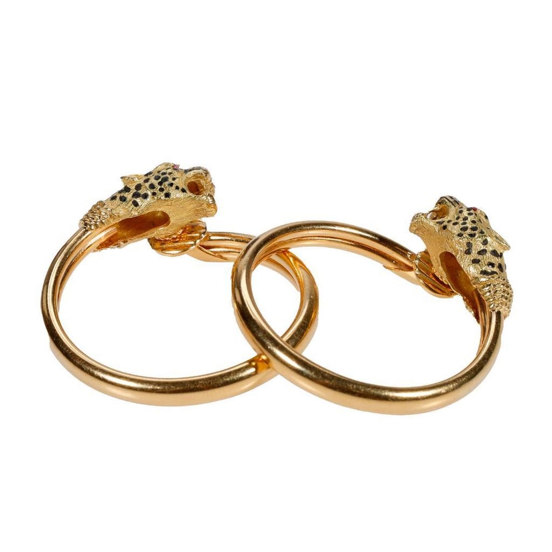 A pair of enamel, and 18k gold hoop earrings, French (1 of 2)