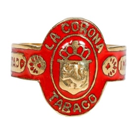 An enamel and 14k gold 'cigar band' ring