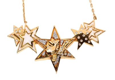 Erte diamond, 18k gold 'Les Etoiles State ll' necklace