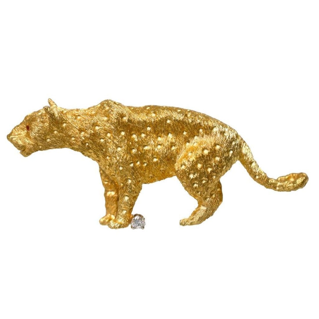 A ruby, diamond and 18k gold leopard brooch (1 of 2)