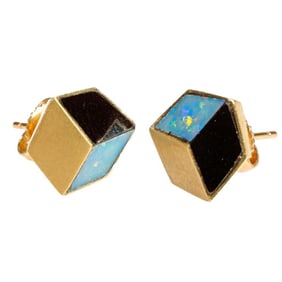 Angela Cummings, pair of inlay & 18k gold earrings