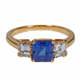 Tiffany & Co. sapphire, diamond and 18k gold ring